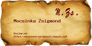 Mocsinka Zsigmond névjegykártya